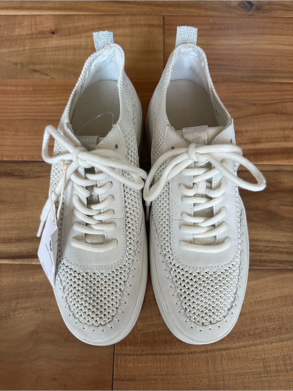 Sanctuary Peace 3.0 Cream Platform Knit Lace-Up Sneakers | Size 8
